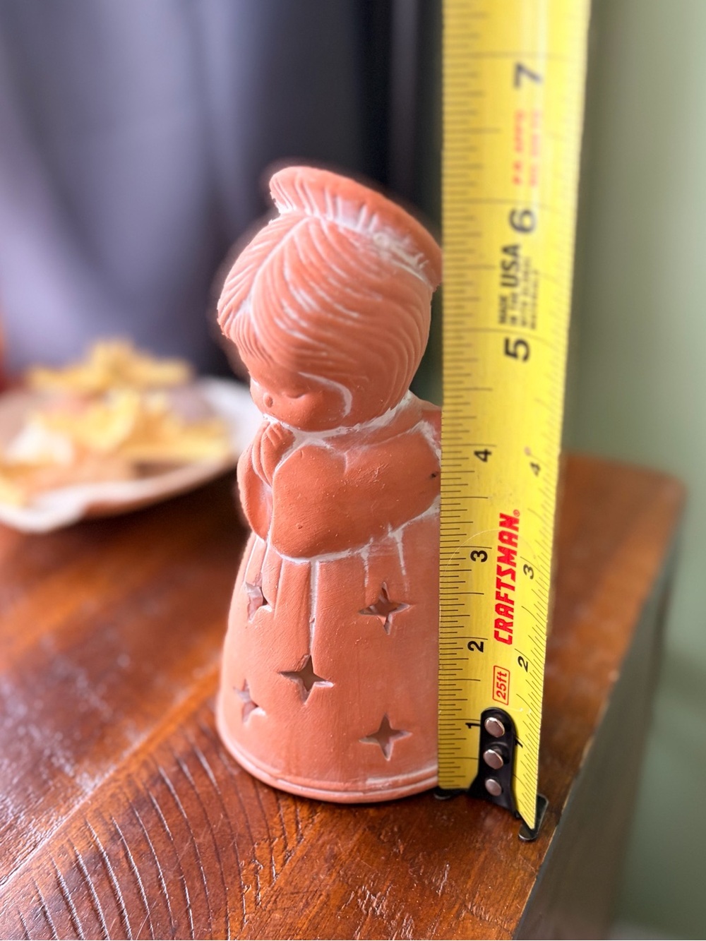 Handcrafted Tealight Praying Angel Accent in Terracotta Vintage - Picture 7 of 7